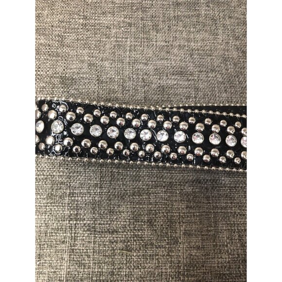 Women's Cowgirl Western Black Studded Rhinestones Belt Size Small Medium - Picture 3 of 3